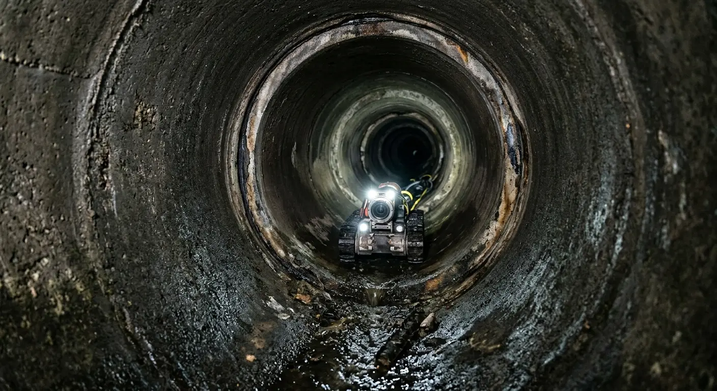 Robotic sewer camera inspecting pipe interior for Sewer Line Repair in Monticello